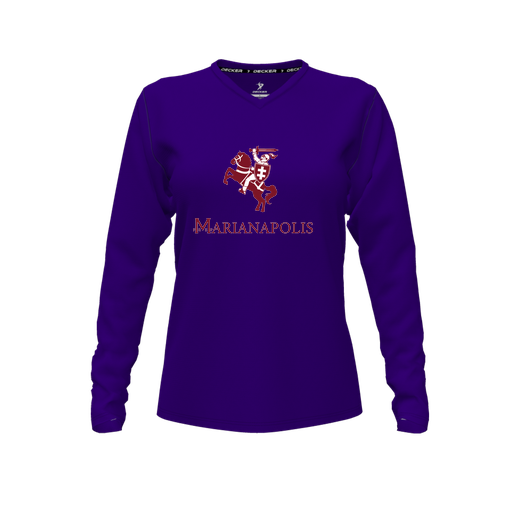 [FTLVCFPP-FYXS-LOGO3] Decker Comfort T-Shirt (Female Youth XS, Purple, V Neck, Logo 3, Long Sleeve)