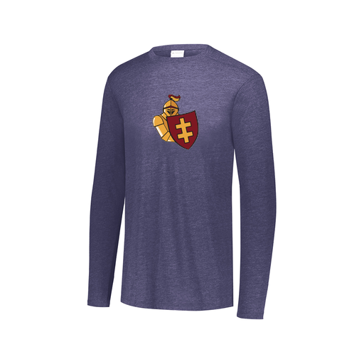 [3075.U22.XS-LOGO2] Decker Men's Tri-Blend T-Shirt - Long Sleeve (Adult XS, Navy, Logo 2)